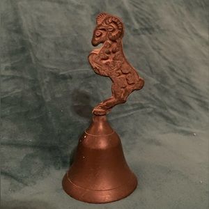 Vintage Metal Bell With Ram Top Detail